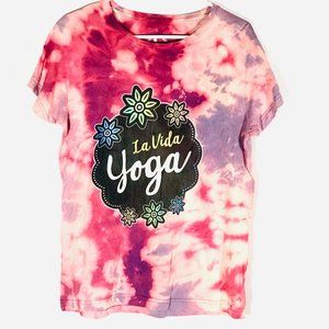 La Vida Yoga Large Cotton Tee Handmade Pink SOFT
